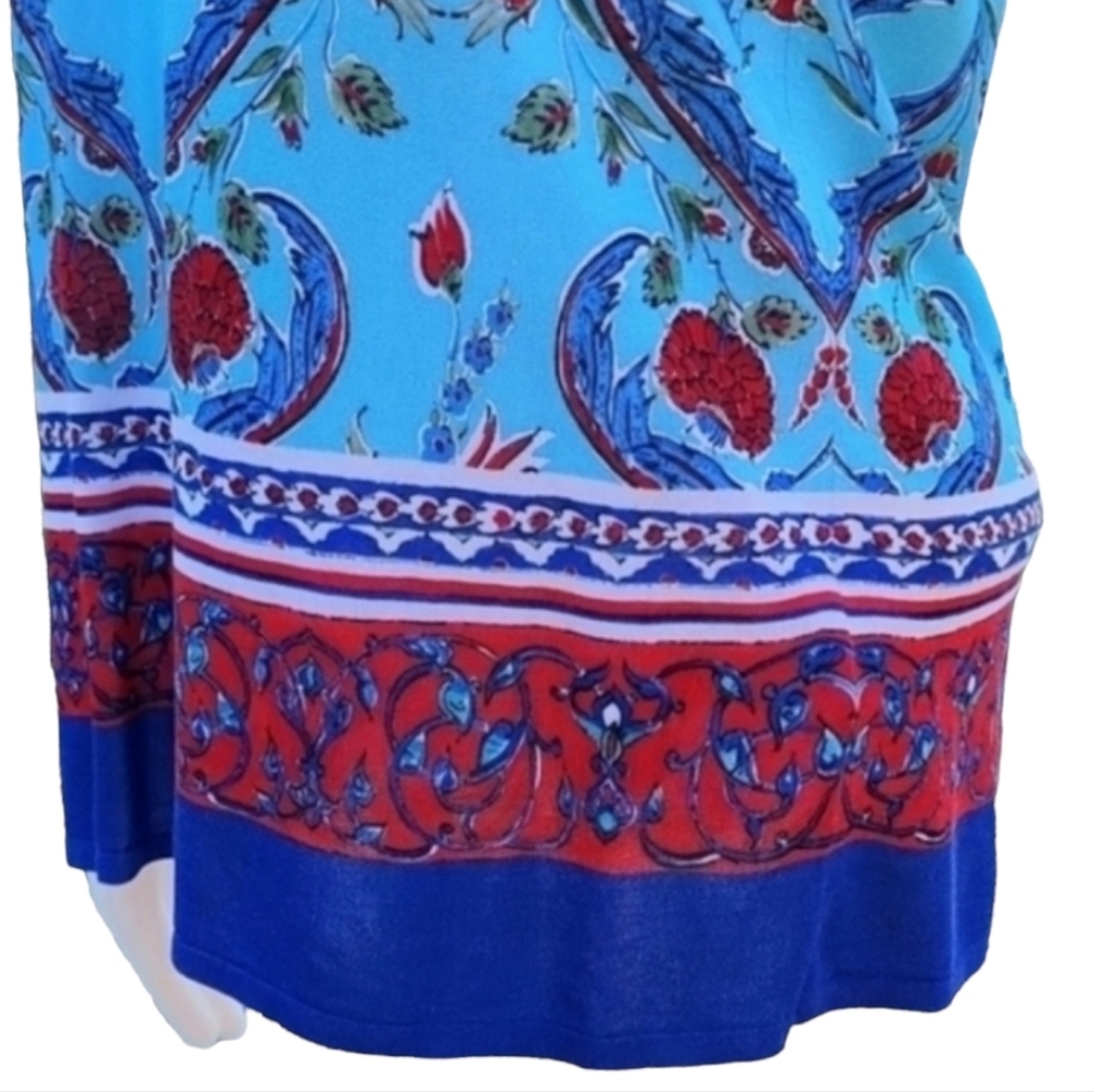 ESCADA Majorca Fantasy Floral Sleeveless Blouse L Silk Blend Resort Luxury Top - Picture 9 of 16
